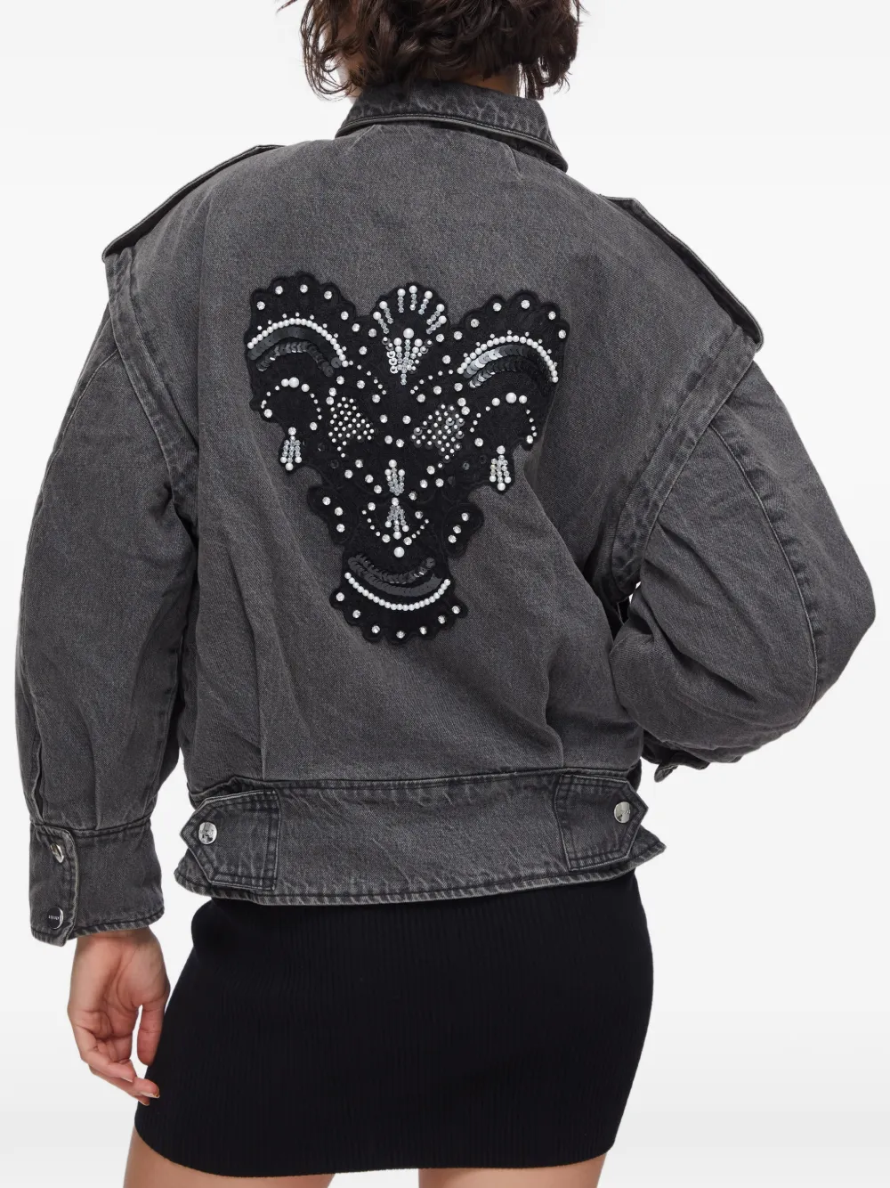  Liu Jo Jewel-embroidered Denim Jacket - Grey 