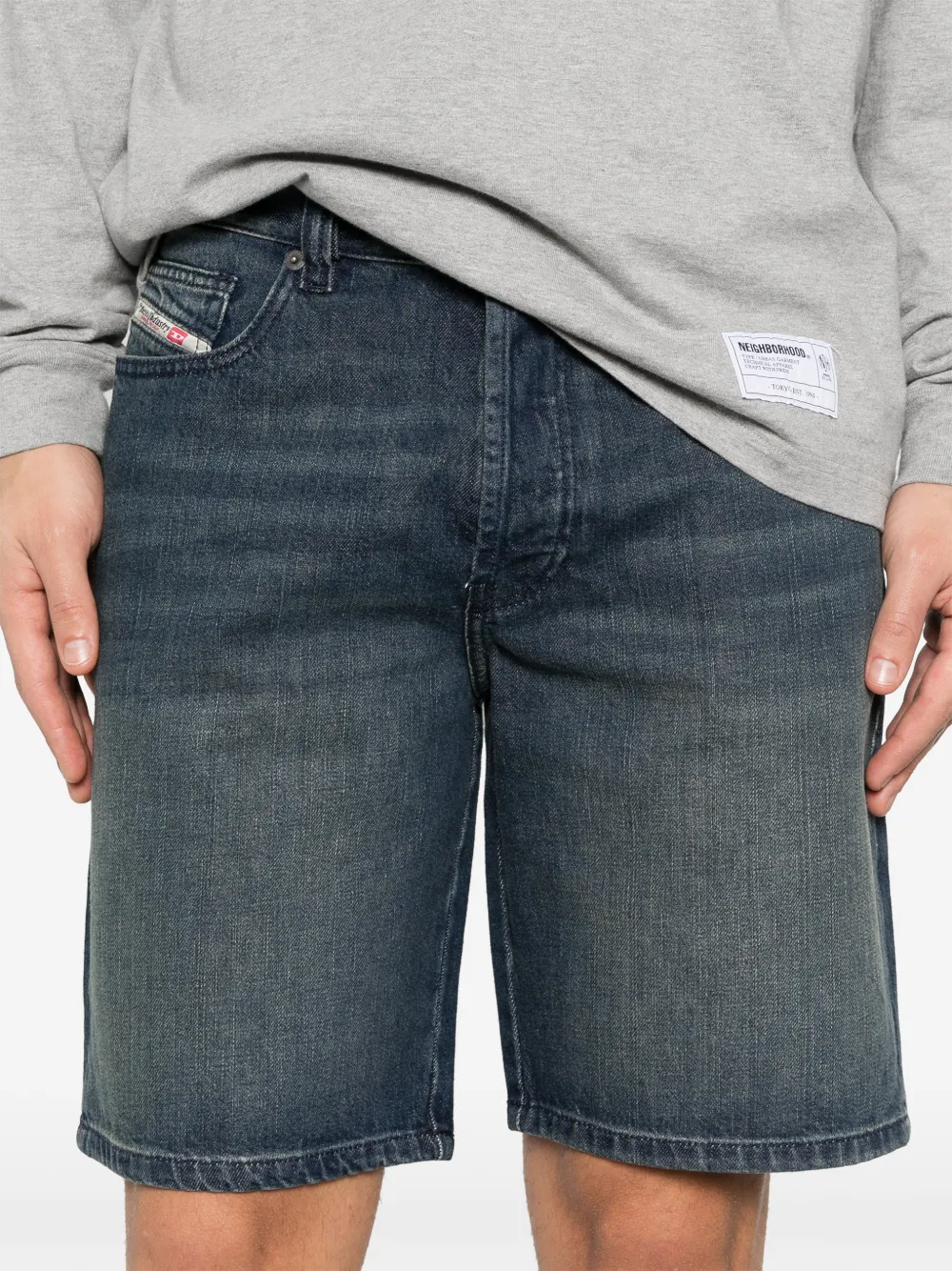 Diesel Shorts met zak met riemlus Blauw