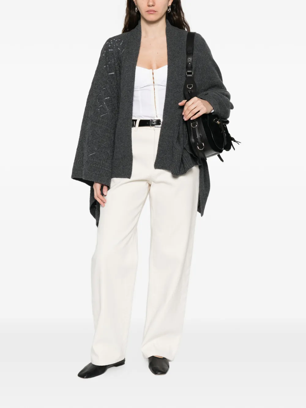  Ermanno Scervino Ribbed-knit Poncho - Grey 