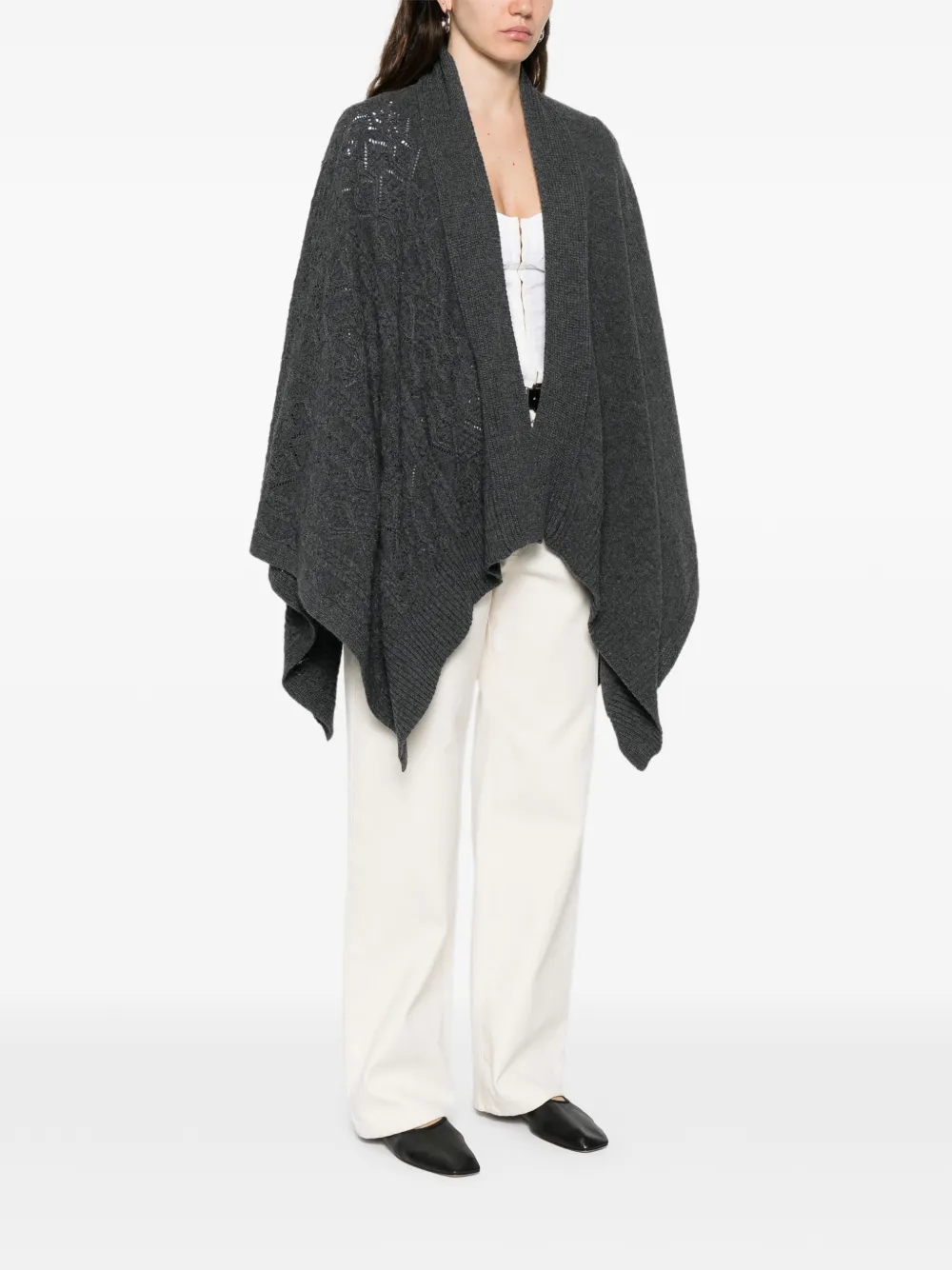  Ermanno Scervino Ribbed-knit Poncho - Grey 
