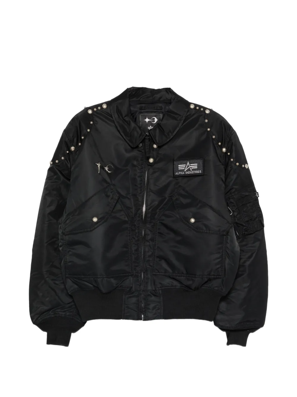 THUG CLUB x Alpha CWU-45P Rivet studded-detail jacket - Nero