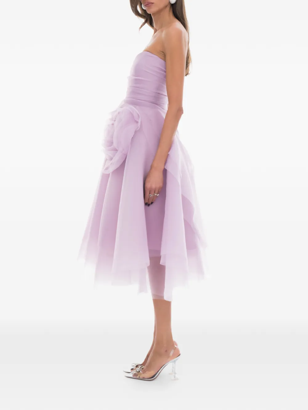 Ana Radu Strapless jurk met bloemapplicatie Roze