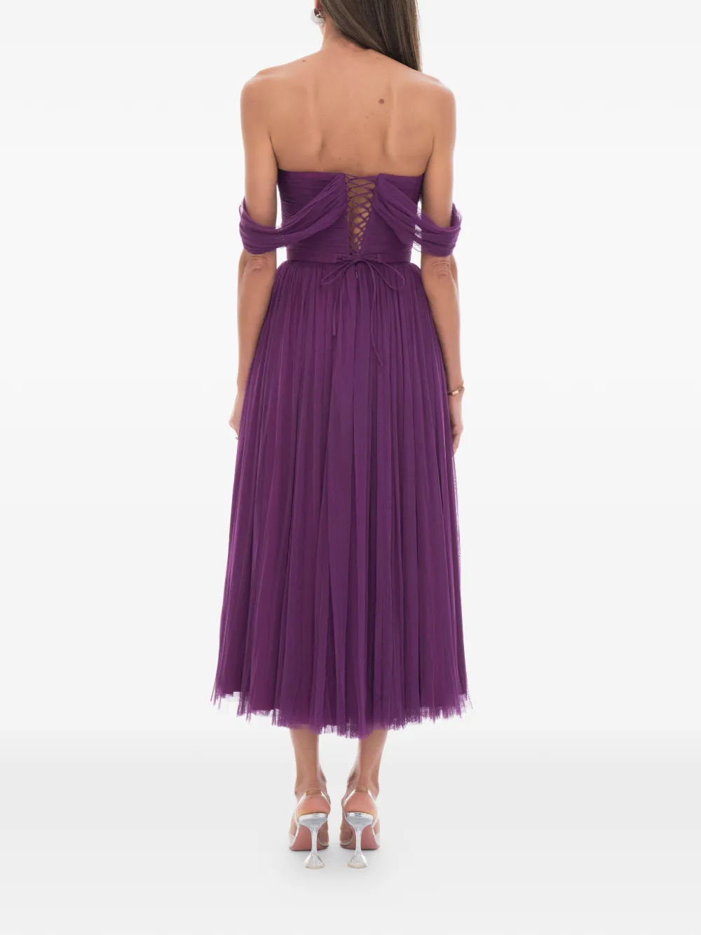 Ana Radu Off-shoulder midi-jurk Paars