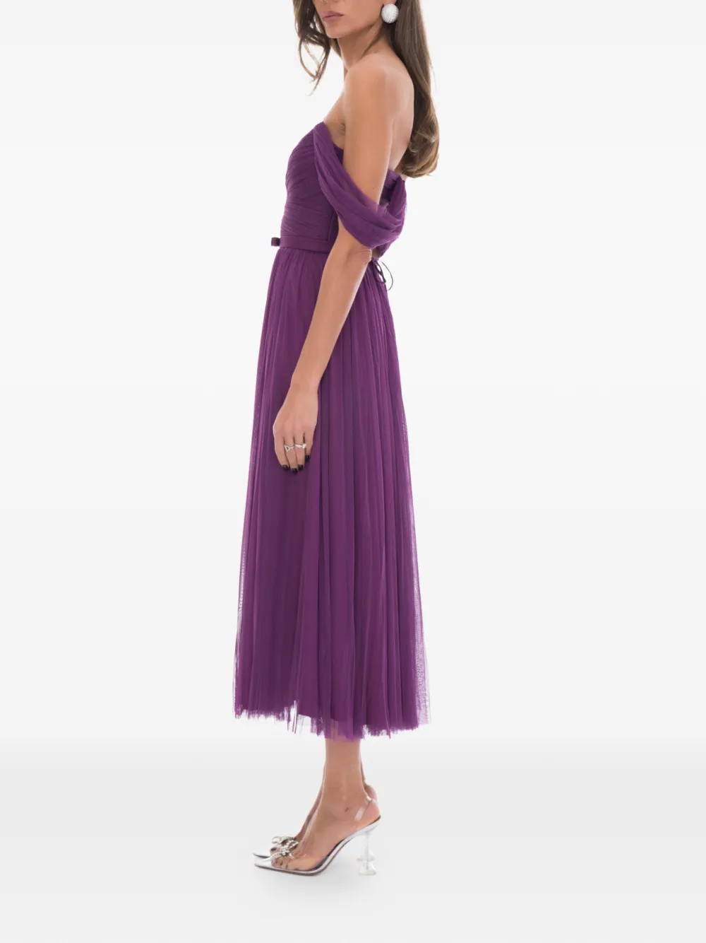 Ana Radu Off-shoulder midi-jurk Paars
