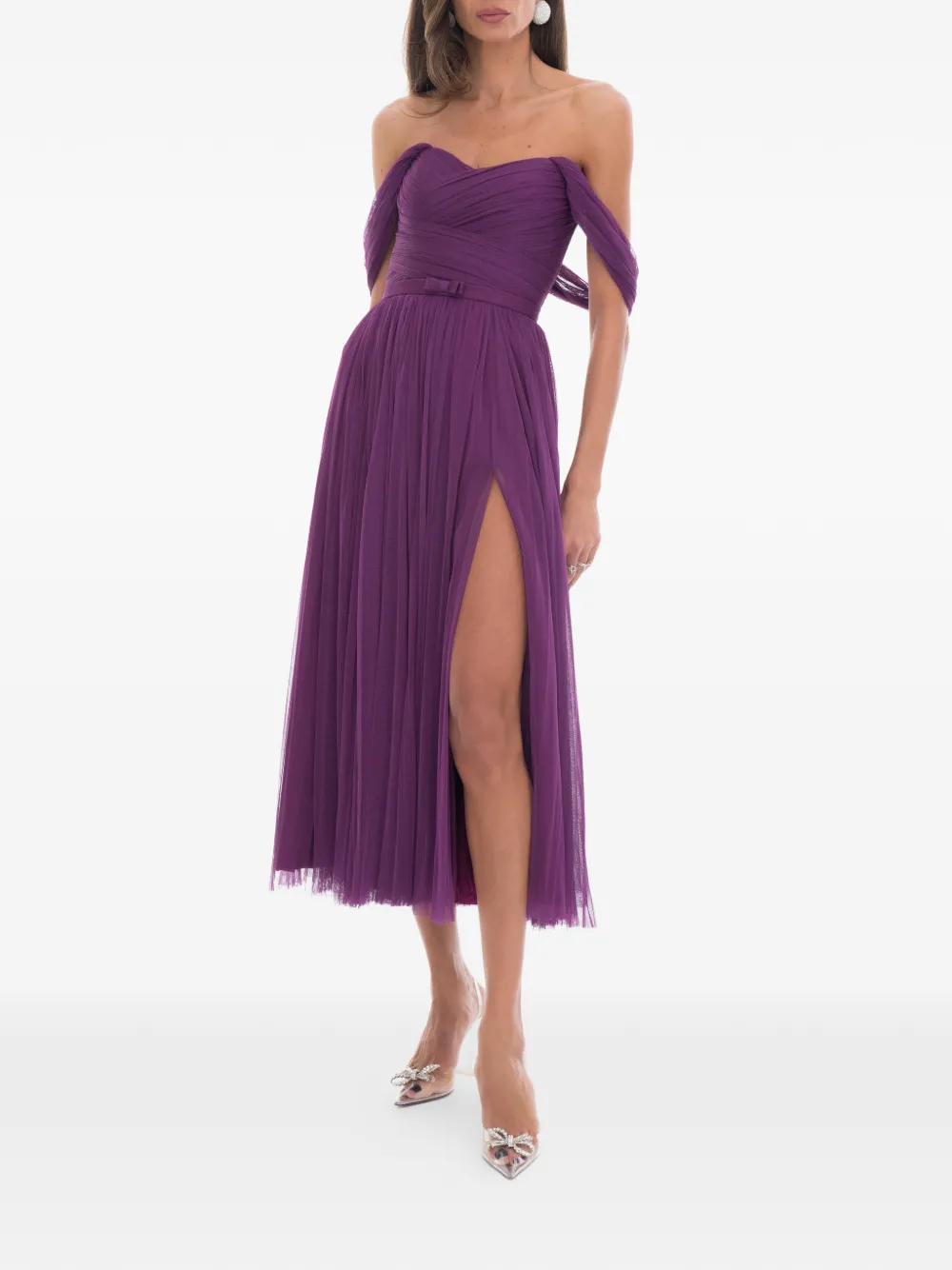 Ana Radu off-shoulder midi dress - Paars