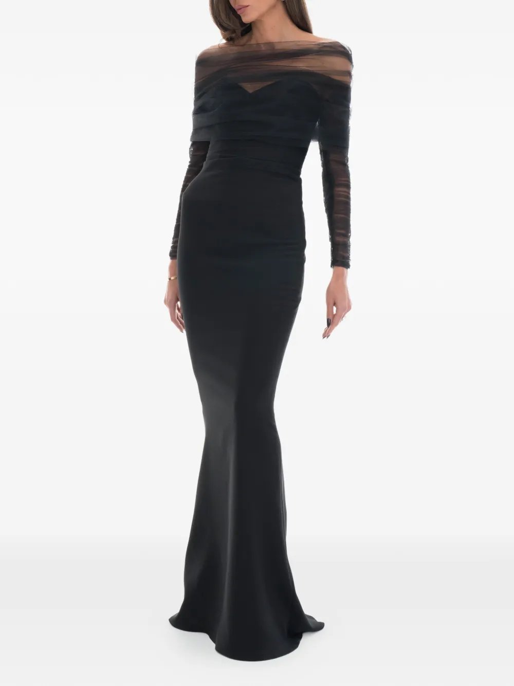 Ana Radu off-shoulder tulle gown - Zwart