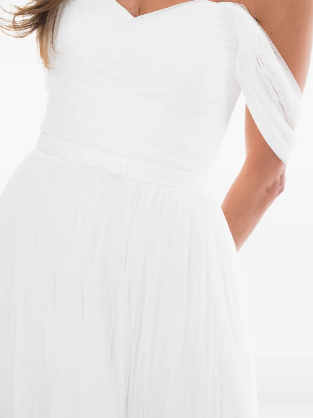 Ana Radu midi-jurk met off-shoulder bandjes Wit