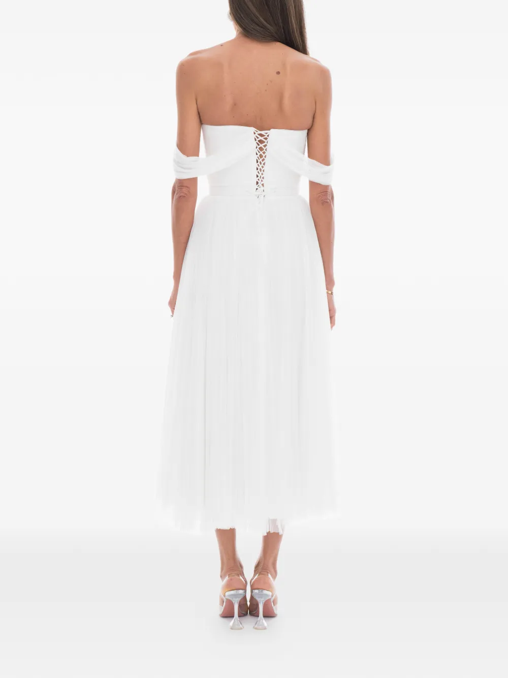 Ana Radu midi-jurk met off-shoulder bandjes Wit