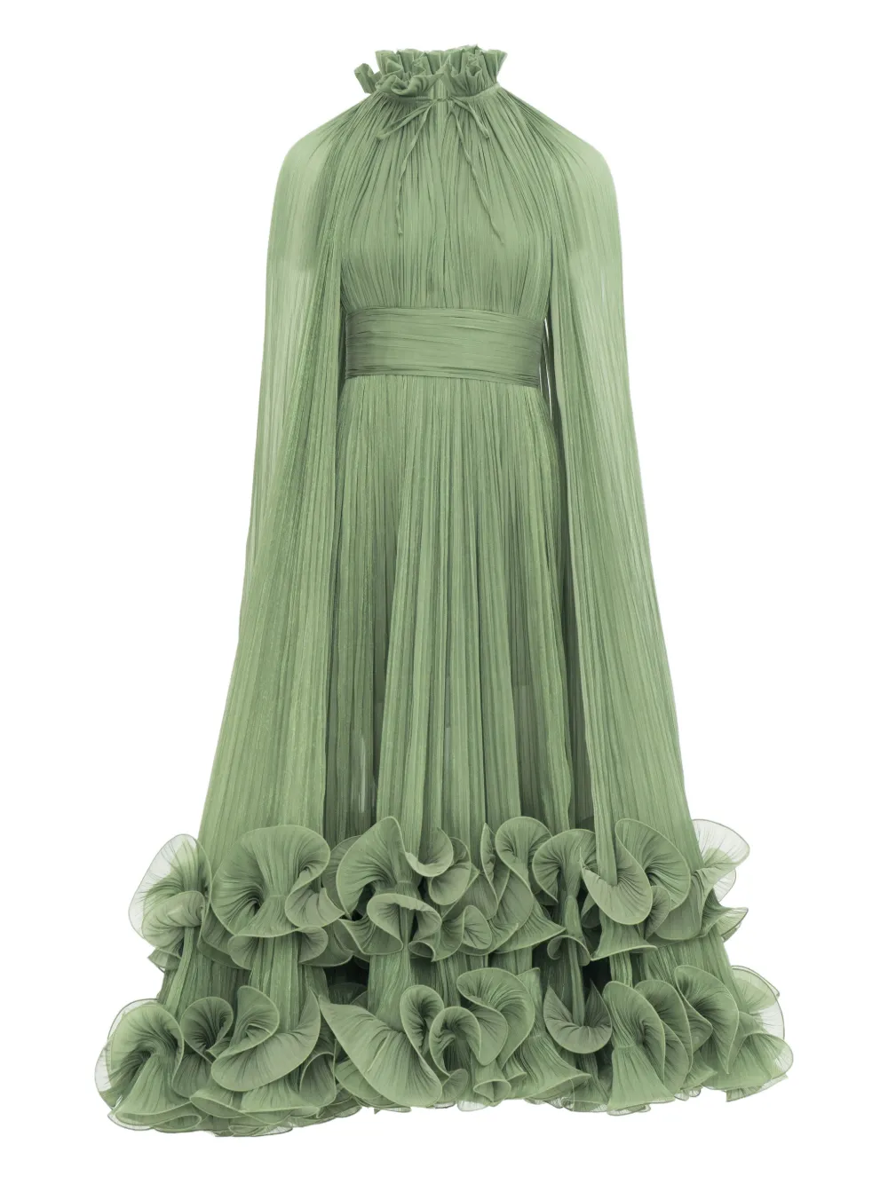 Ana Radu ruffled cape dress - Verde