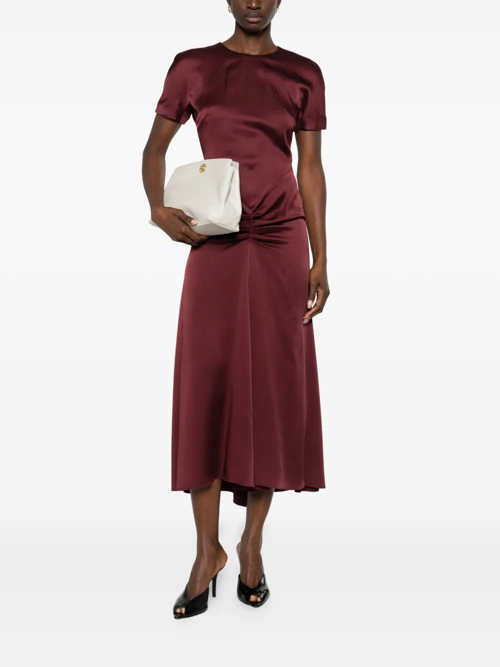 Victoria Beckham gathered midi dress - Rood