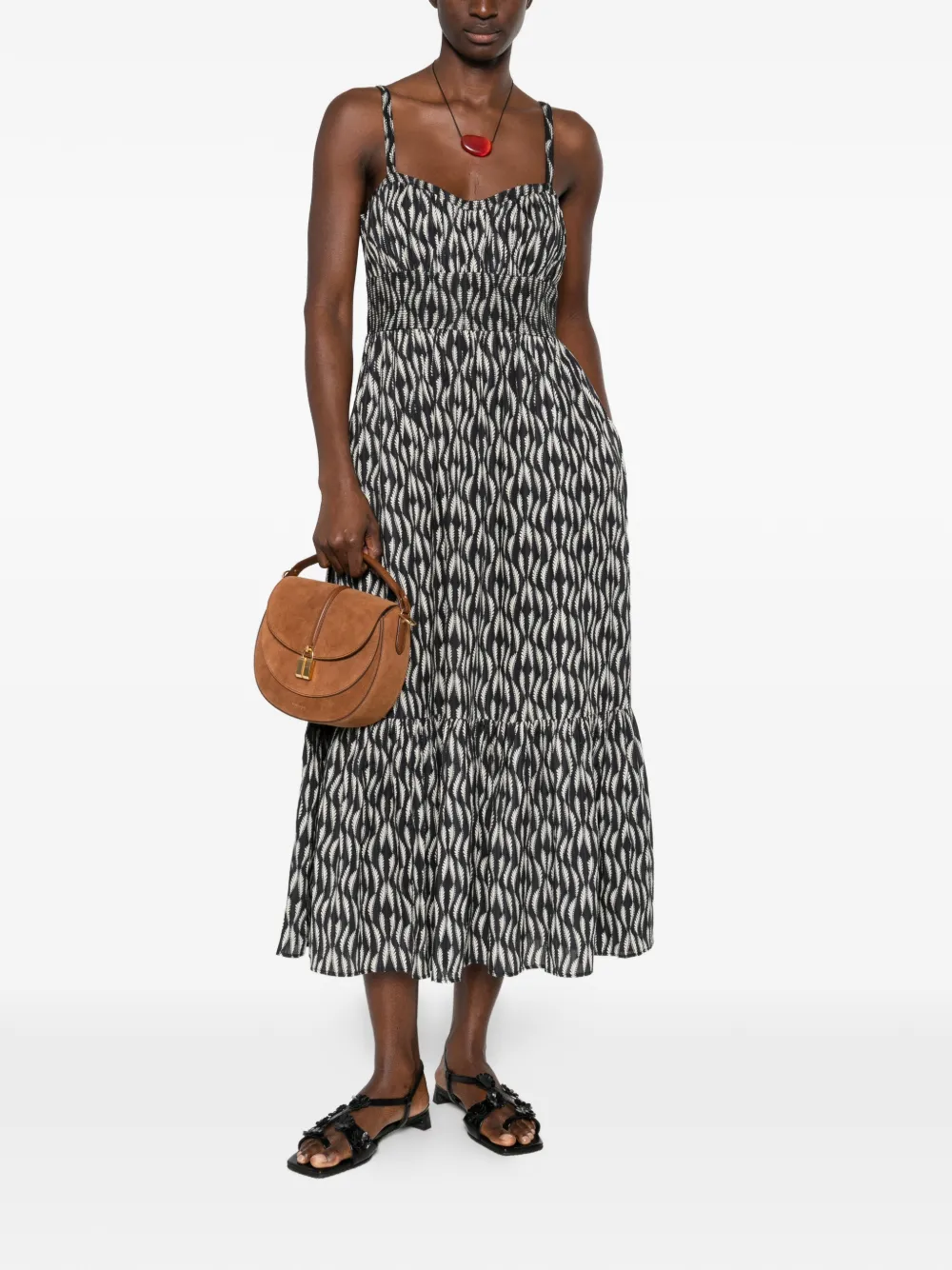 Ulla Johnson Nadine spaghetti-strap printed dress - Zwart