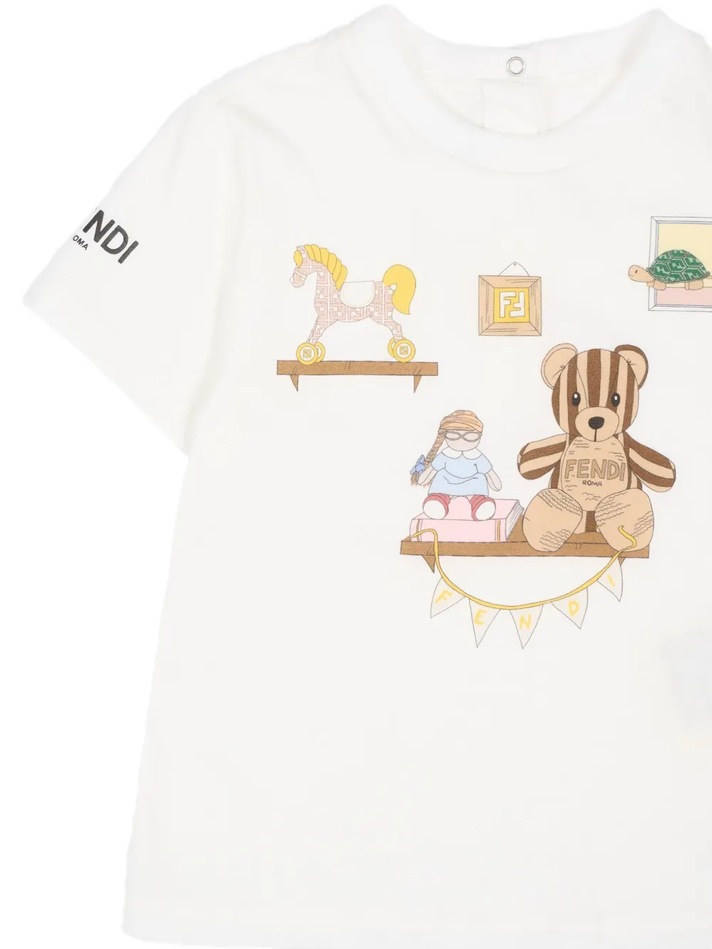 Fendi Kids T-shirt met grafische print en korte mouwen Wit