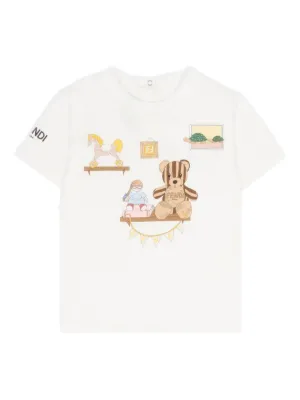 Fendi Kids Fendi Bear コットン Tシャツ | ブルー | FARFETCH JP