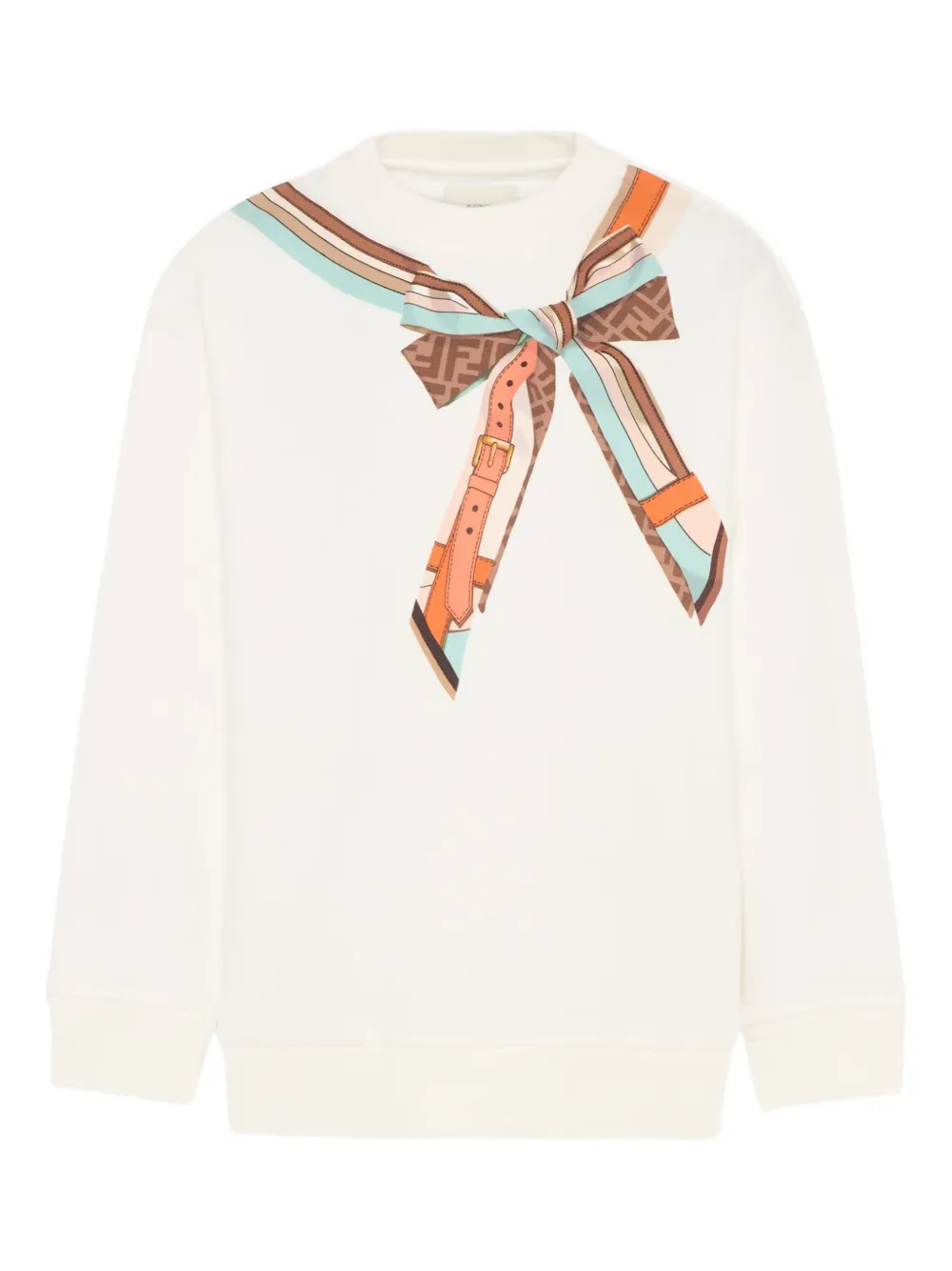 Fendi Kids bow crew-neck sweatshirt - Toni neutri