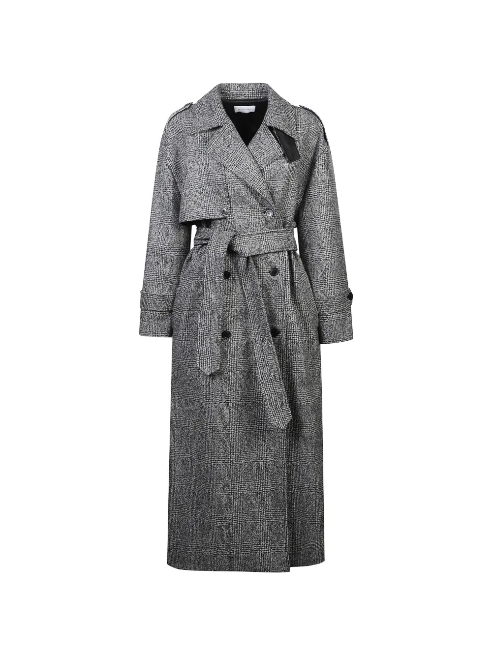THE NINA STUDIO check belted coat - Grigio