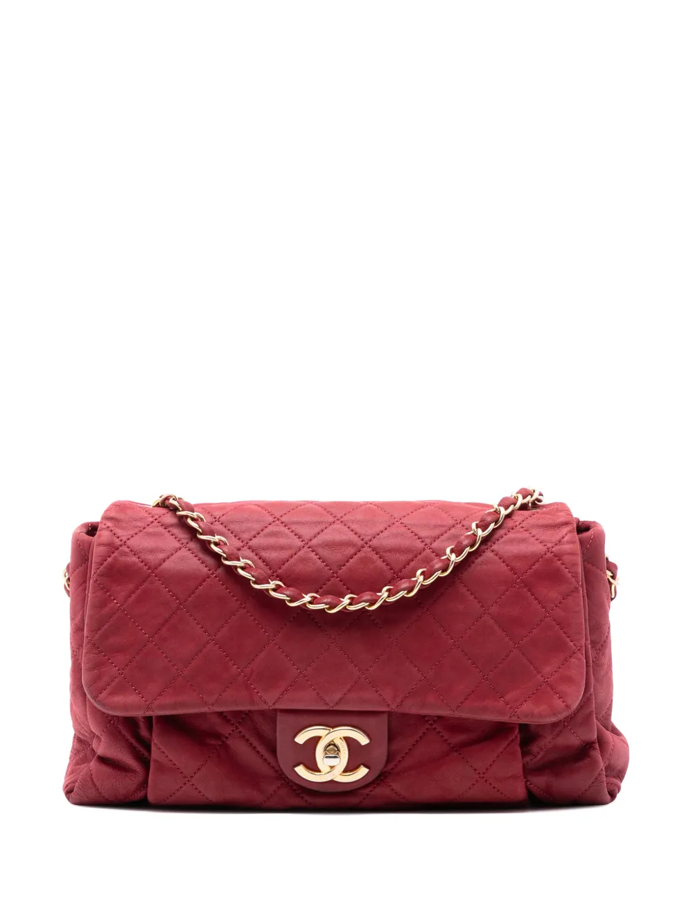 CHANEL Pre-Owned Borsa a spalla Chic grande in pelle di vitello trapuntata con battente 2012-2013 - Rosso