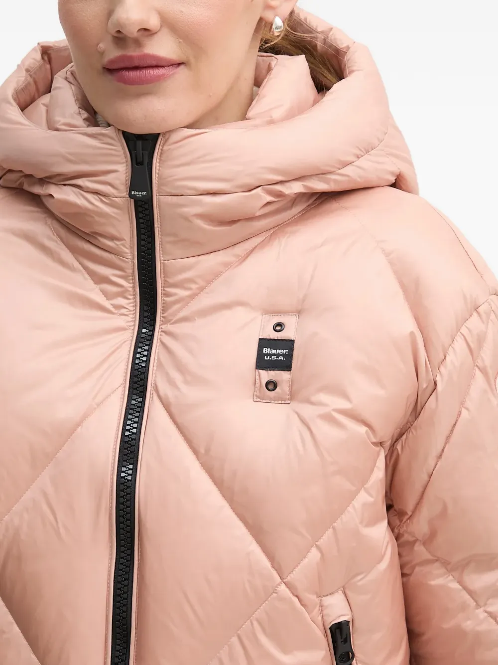 Blauer Gevoerd jack met capuchon Roze