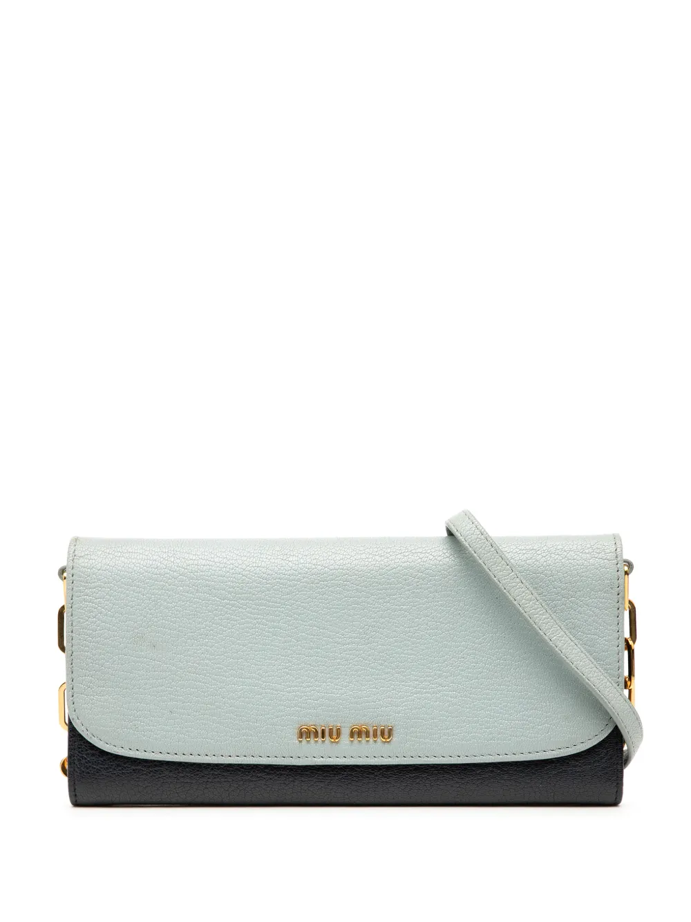 Miu Miu Pre-Owned Madras Wallet on Chain axelremsväska från 2010-2025 | blå | Image 1