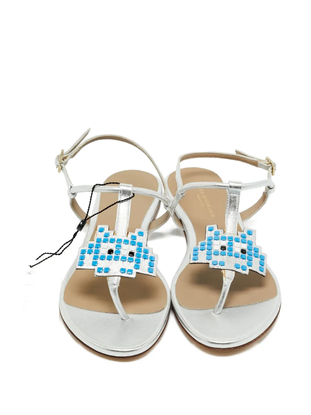Anya Hindmarch leather appliqué flat sandals - Silber