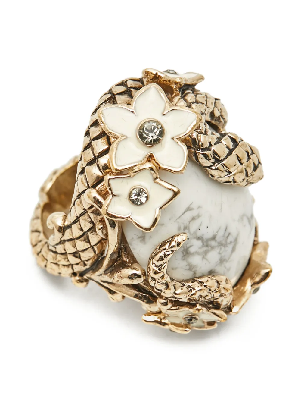 Roberto Cavalli enamel flower ring - Oro
