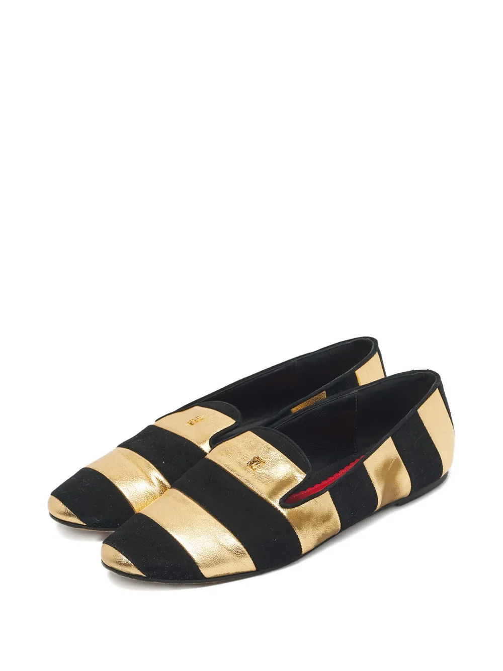 Carolina Herrera Vintage striped logo-detail smoking loafers - Zwart
