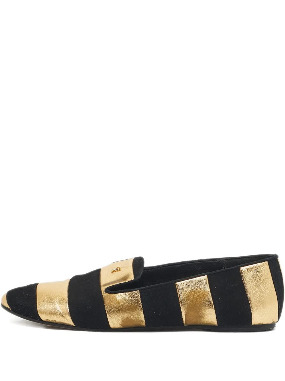 Carolina Herrera Vintage striped logo-detail smoking loafers - Schwarz