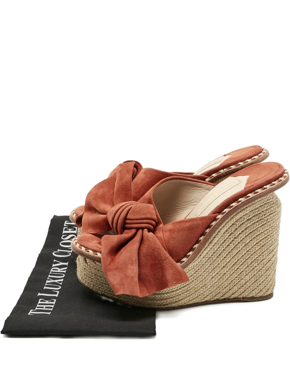 Paloma Barceló suede bow wedge espadrille | Orange | Image 1