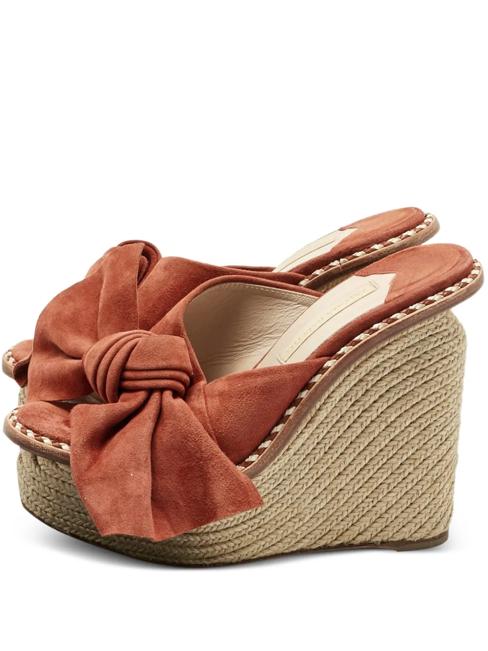 Paloma Barceló suede bow wedge espadrille | Orange | Image 1