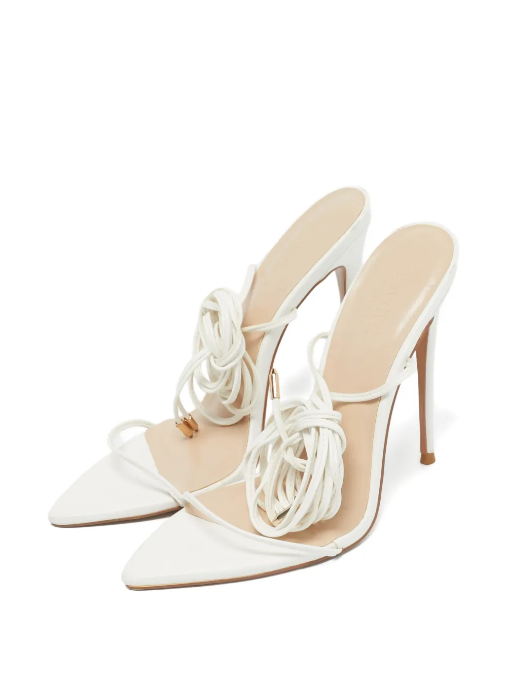 Femme La wraparound tie leather sandal - Wit