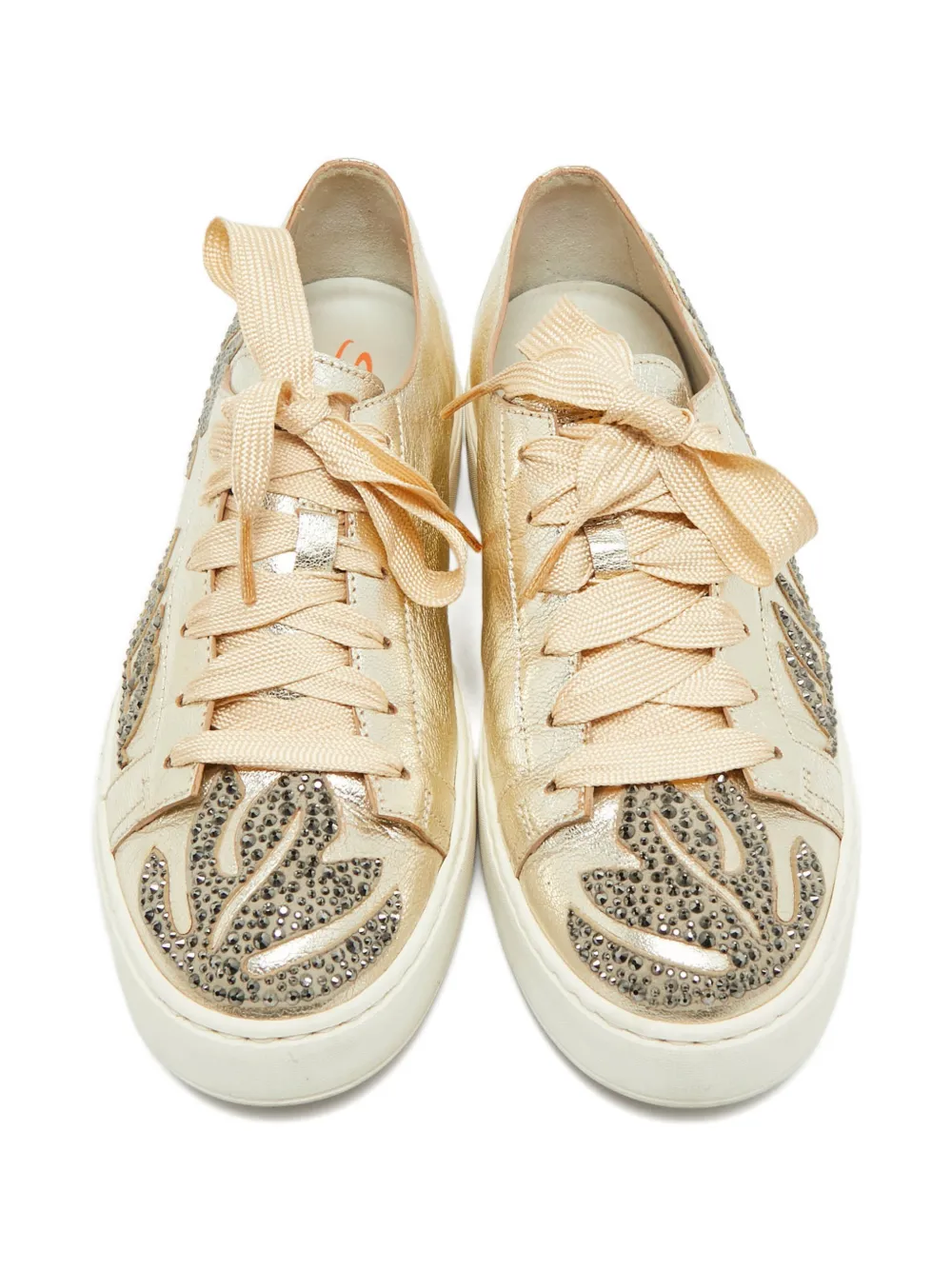 Santoni embellished leather sneakers - Goud