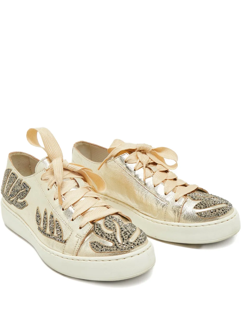 Santoni embellished leather sneakers - Oro
