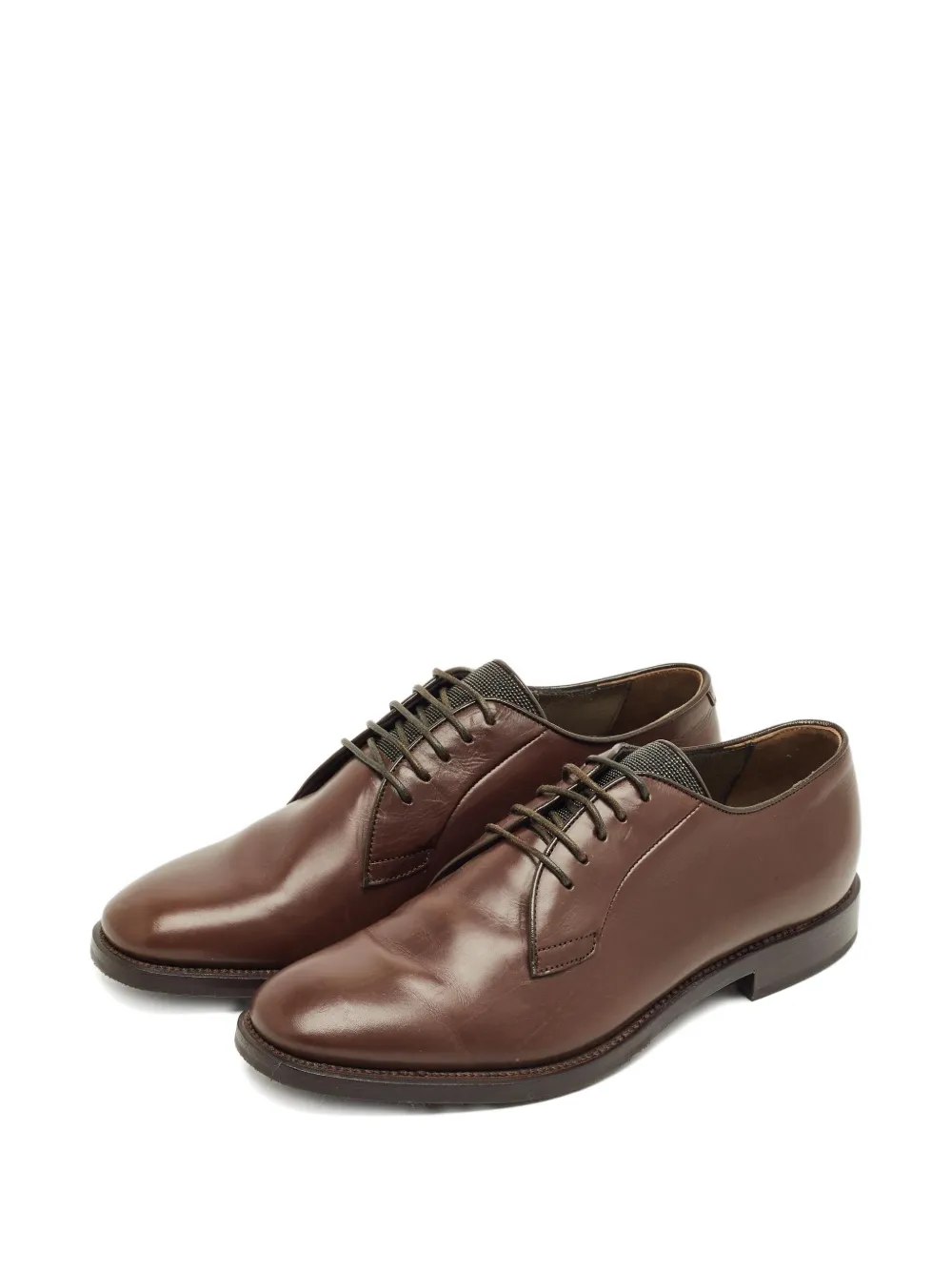 Brunello Cucinelli Monili leather Derby shoes - Bruin