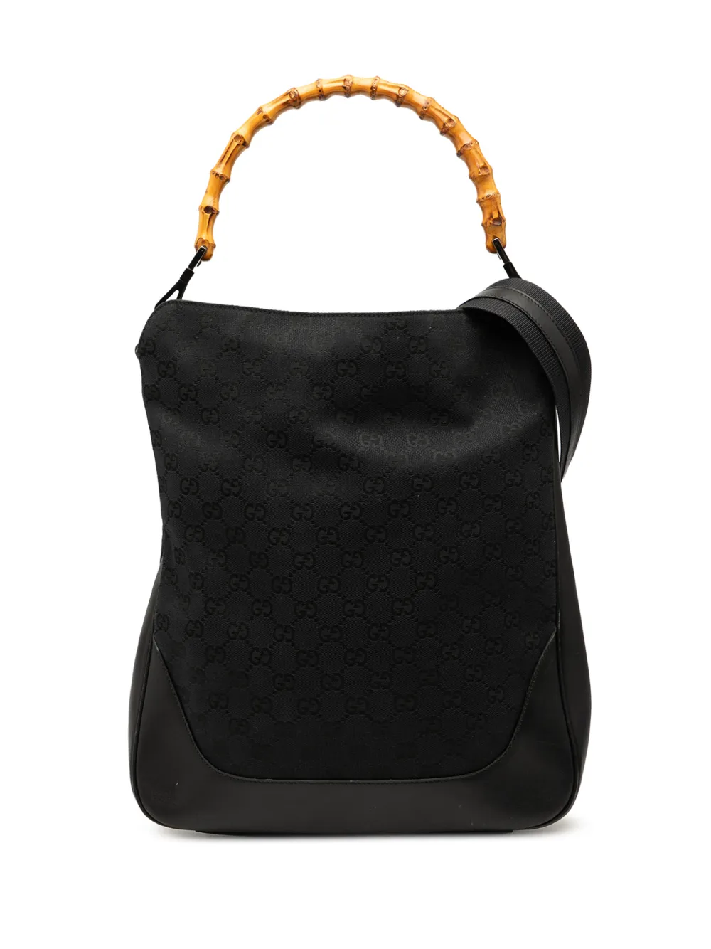 Gucci Pre-Owned Borsa a tracolla in tela GG e bambù con decorazione Web 2000-2015 - Nero