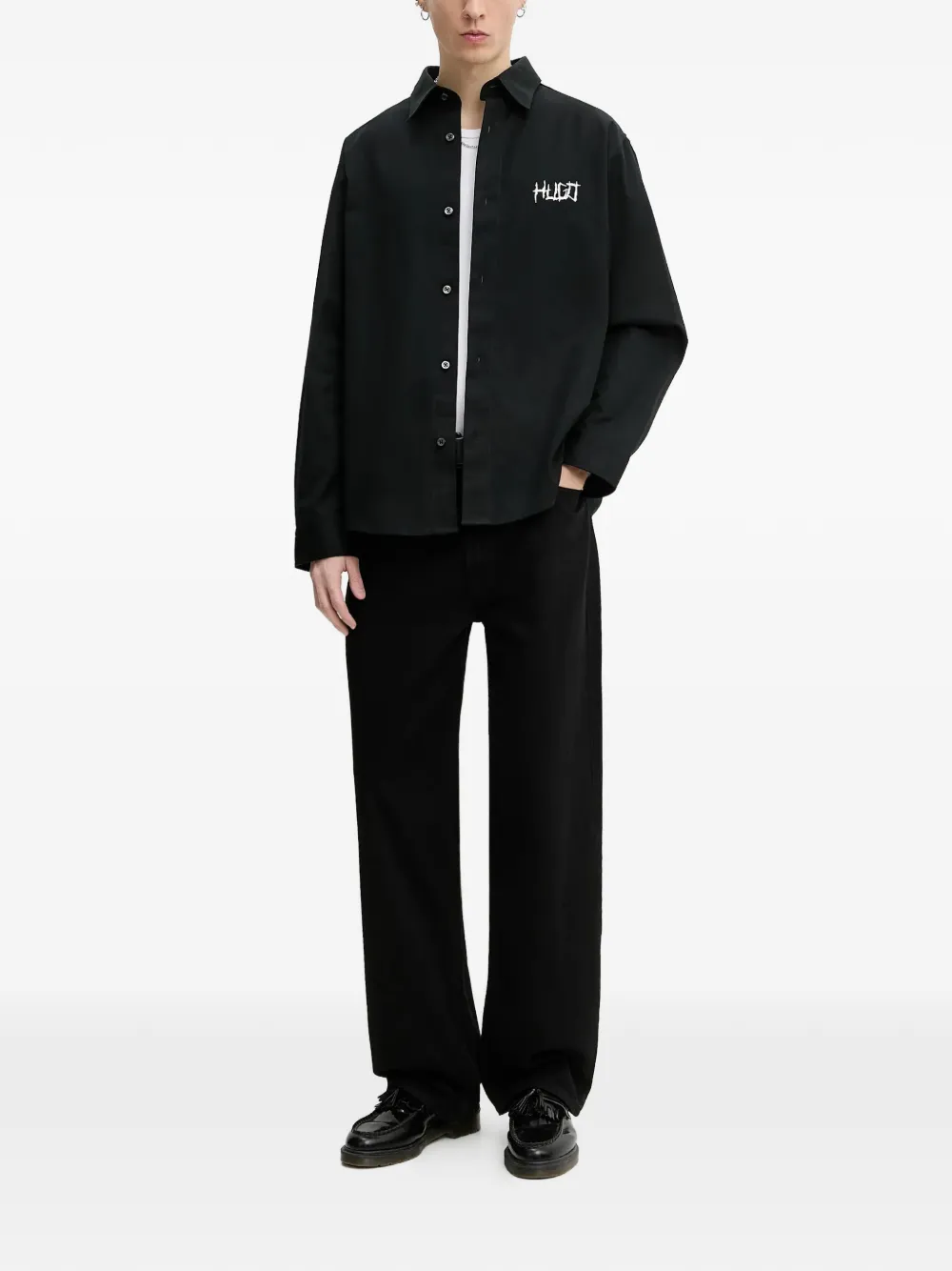 HUGO logo shirt - Zwart