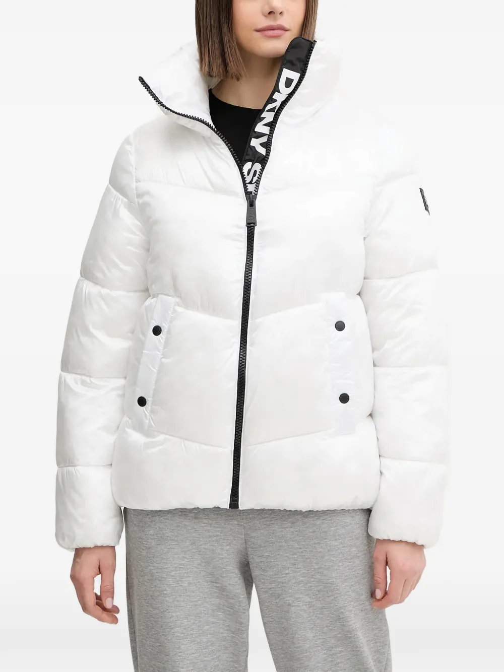 DKNY funnel-neck padded jacket - Bianco