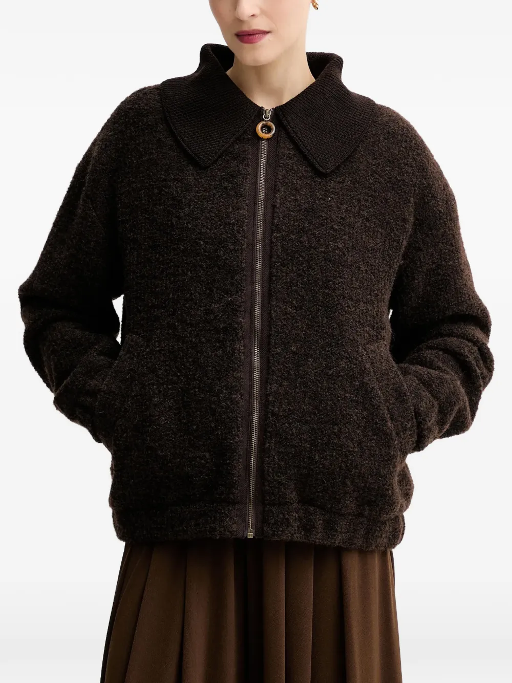 Sessùn Giacca Heavenly con zip - Marrone