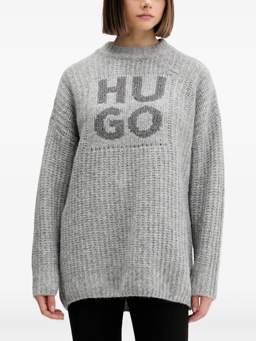 HUGO Sloguis logo-detail sweater - Grau