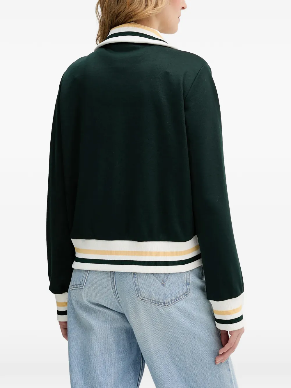  Lacoste Zip Striped Sweater - Green 