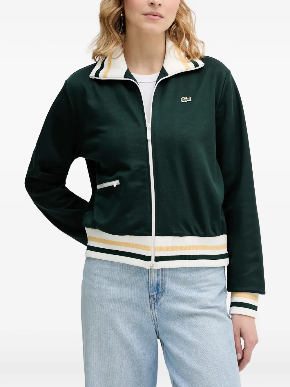 Lacoste zip striped sweater - Verde