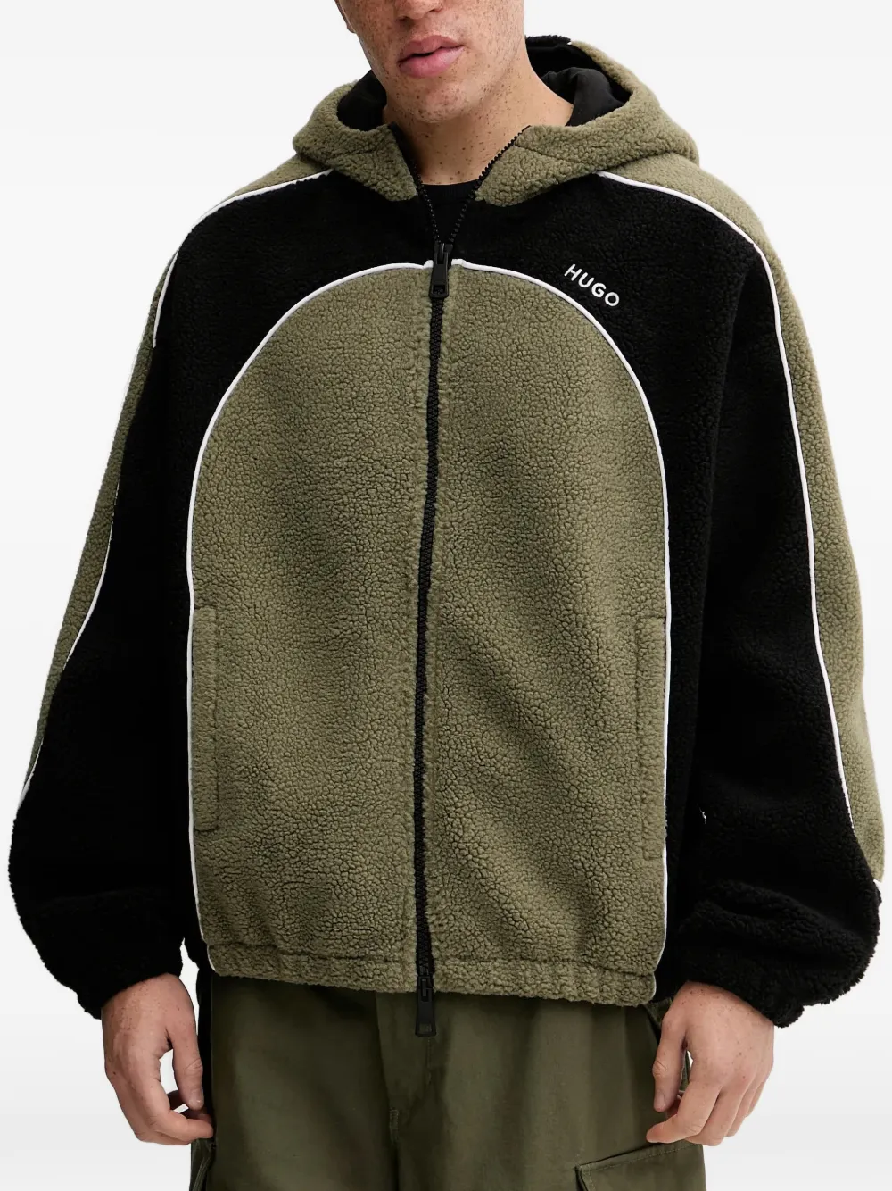 HUGO Neddyzo zip-fastening hoodie - Green