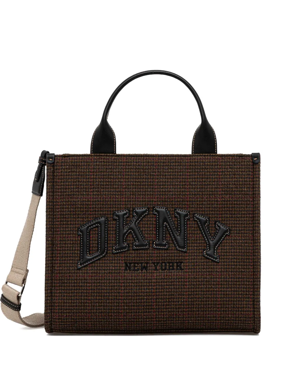 DKNY logo-lettering top-handle tote bag - Marrone