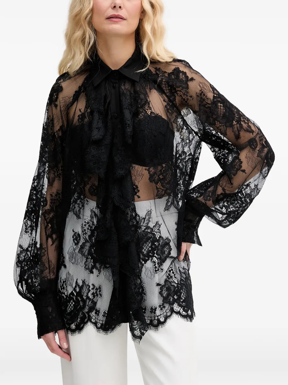 Aniye By lace ruffled shirt - Black