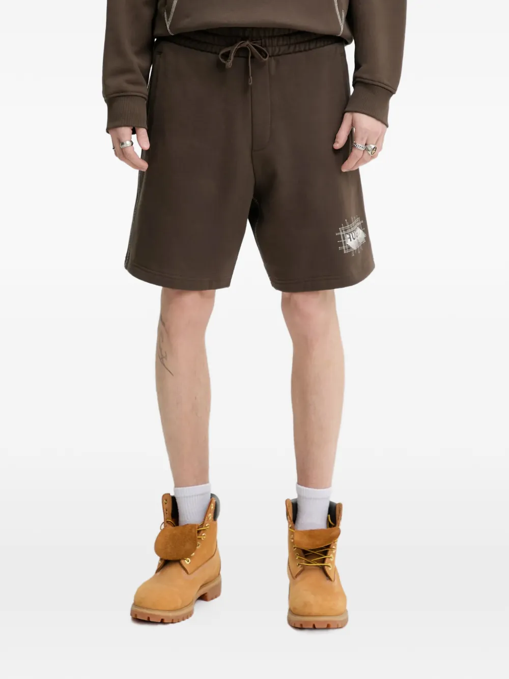 HUGO logo drawstring shorts - Marrone