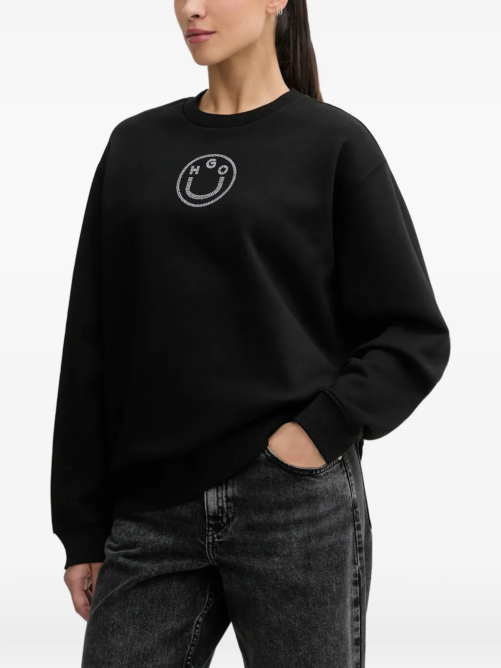 HUGO rhinestone-embellished sweatshirt - Nero
