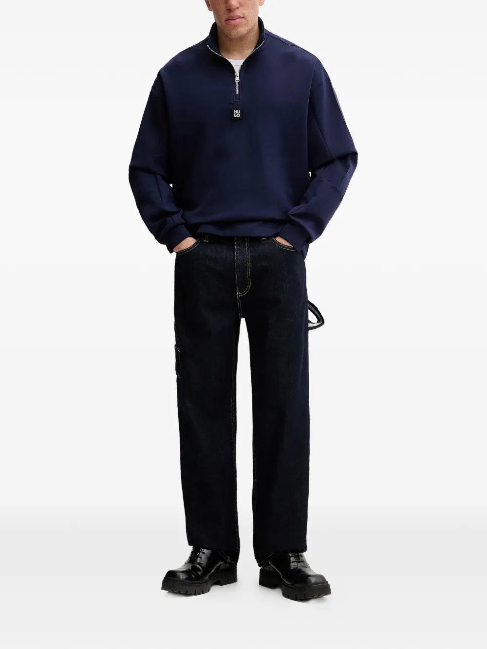 HUGO Danovotop zip-fastening sweater - Blauw