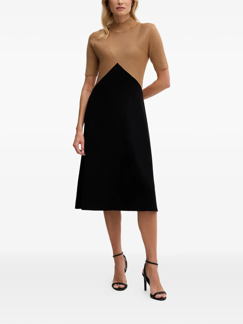DKNY Abito midi con design color-block - Nero