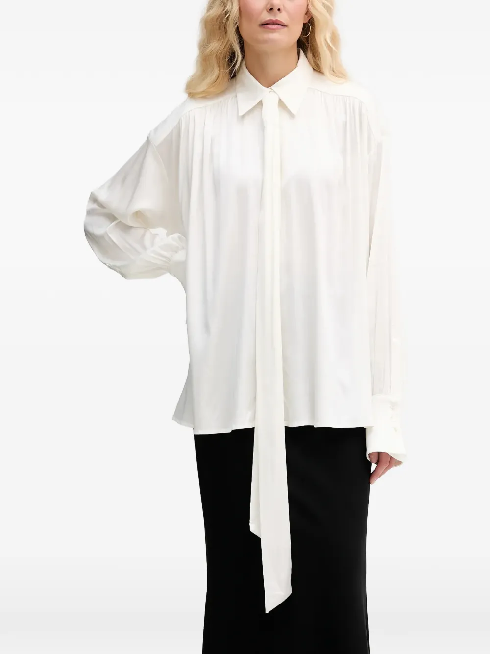 Aniye By Bonny tie-neck shirt - Bianco