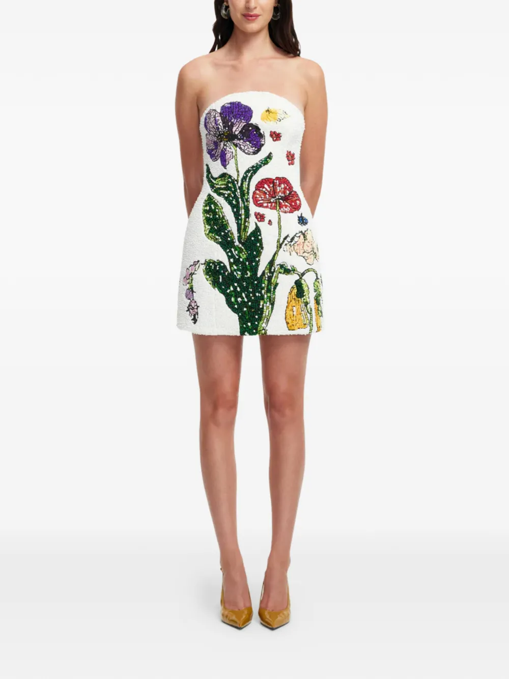 Leo Lin Strapless jurk Wit