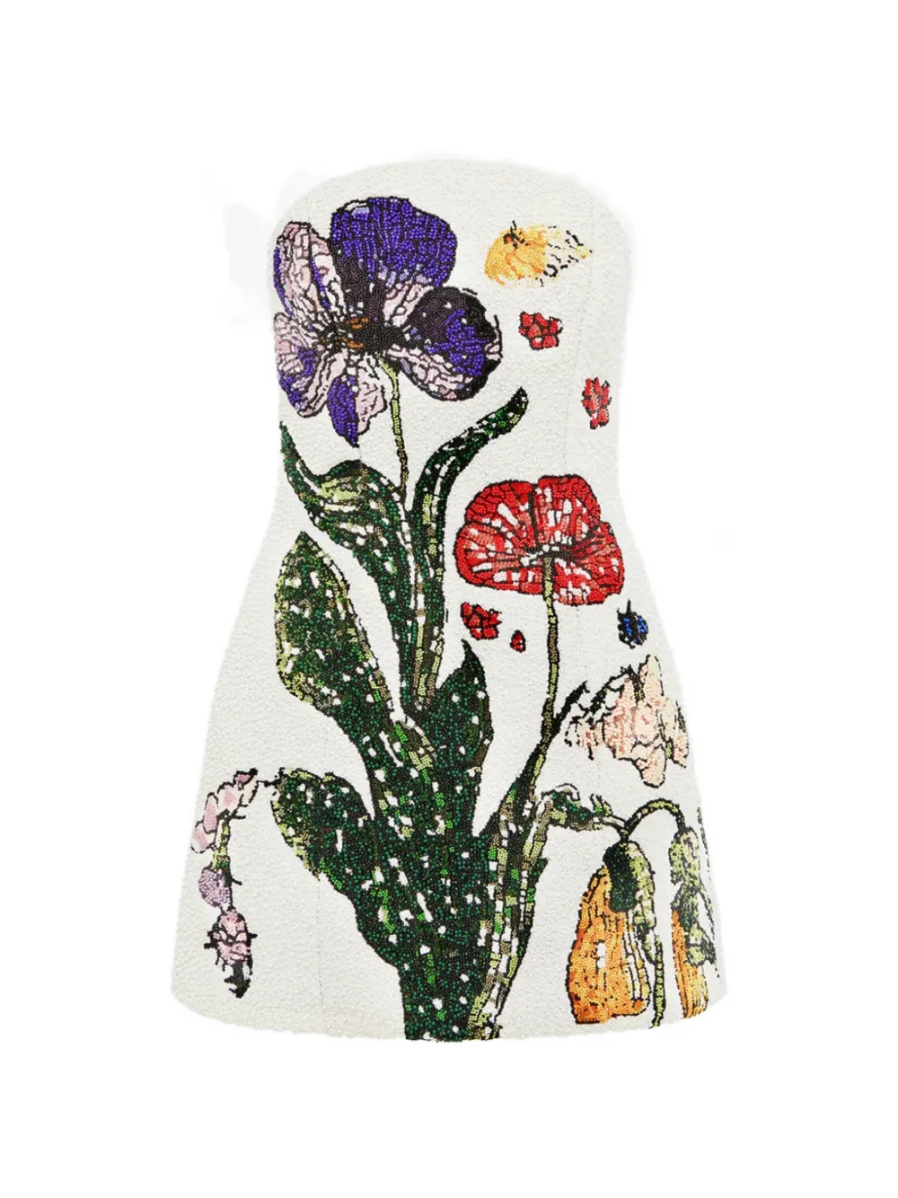 Leo Lin floral strapless dress - Bianco