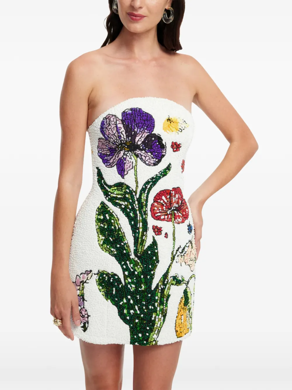 Leo Lin Strapless jurk Wit